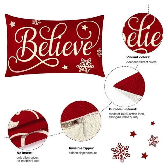 2 Pieces Christmas Pillow Covers 20 x 12 Inch‎ Xmas Throw Pillow Covers - Picture 4 of 4